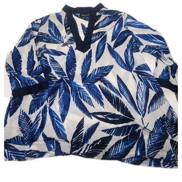 Jones New York Signature Women's Plus Size 3X Top Sheer Lightweight Blue Feather - Picture 9 of 14